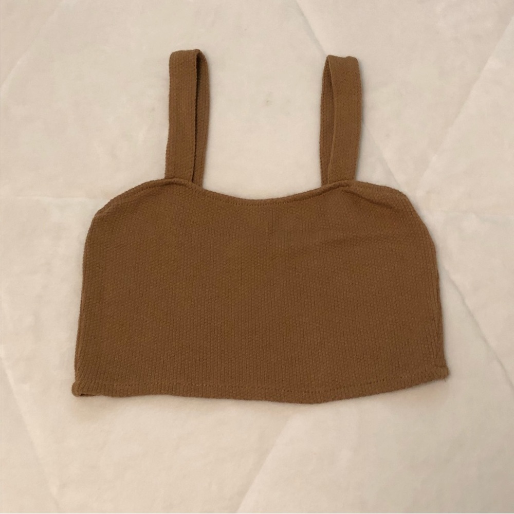 Pull & Bear Tan Knit Crop Top